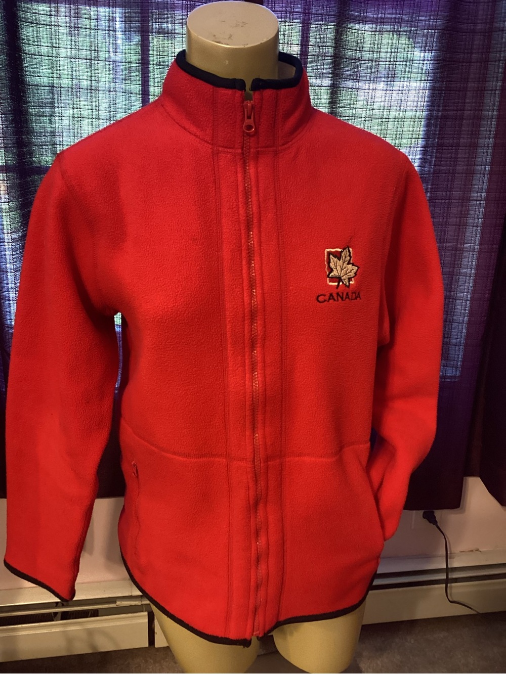 Twisted Red Canada Embroidered Maple Leaf Fleece Jacket
